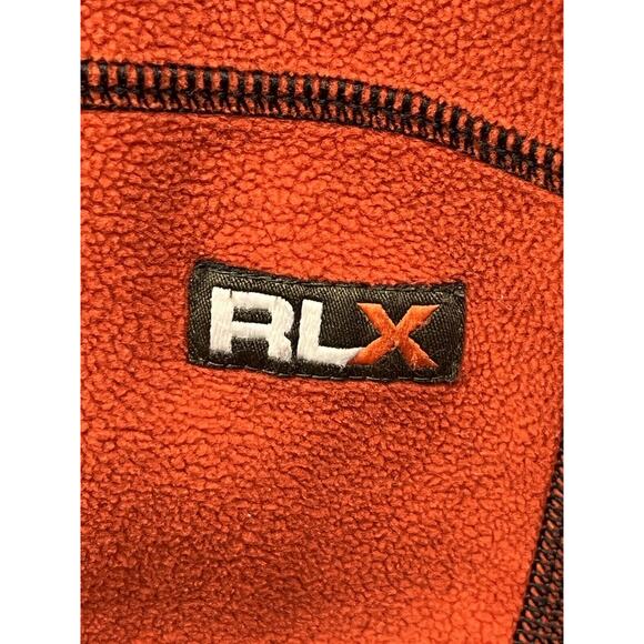 RLX Polo Sport Jacket Mens Medium Orange Black Fleece Full Zip Pockets - Picture 4 of 6